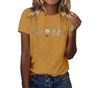 Womens T Shirts Casual Vintage Wild Flowers Graphic Tops Summer Crew Neck Short Sleeve Comfy Tees