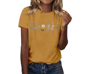 Womens T Shirts Casual Vintage Wild Flowers Graphic Tops Summer Crew Neck Short Sleeve Comfy Tees