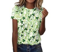 Women's T-Shirts ST. Patricks Day Short Sleeve Crewneck Green Top Irish Clover Shamrock Gnomes Sequins Festival Casual T-Shirt Ladies Funny Tops Outfit (Z0c5-Mint Green, M)