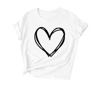 Womens T Shirts Summer Casual Short Sleeve Top Ladies Cute Tops Love Heart Print Summer Tshirt Gaphic Tees Crew Neck Summer Tee Tops Loose Tee Shirts Casual Top