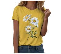 Women's t-Shirts Sunflower Shirts Vintage Flower Graphic Tees Shirts Inspirational Tees Casual Shirt Tops Womans Tops (Yellow, M)