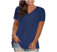 Women's T-Shirts UK Clearance,Ladies Short Sleeve V Neck Loose Summer Tees Basic Blouses Plain Shirt Solid Color Tunic Tops Work Out Oversized Shirt Vacation Outfits
