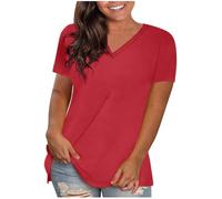 Women's T-Shirts UK Sale Clearance,Ladies Short Sleeve V Neck Loose Summer Tees Basic Blouses Plain Shirt Solid Color Tunic Tops Work Out Oversized Shirt Vacation Outfits