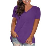 Women's T-Shirts UK Sale Clearance,Ladies Short Sleeve V Neck Loose Summer Tees Basic Blouses Plain Shirt Solid Color Tunic Tops Work Out Oversized Shirt Vacation Outfits