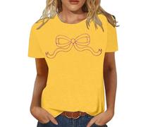 Women's T Shirts Women's Bee Kind T-Shirt Casual Round Neck Short Sleeve Tunic Tops Bee Graphic Pullover Tees Blouse for Outdoor Summer Long Vest Tops Women UK Multipack Blouses (Yellow, XXL)