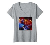 Womens Tabby Thomas Blues Guitar Hoodoo Party by Michael Grecco V-Neck T-Shirt