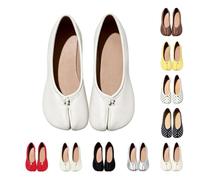 Women's Tabi Split Toe Ballet Flats Faux Leather Slip-On Tabi Shoes Mules for Women Closed Round Toe Retro Slides for Spring Summer Fall Footwear