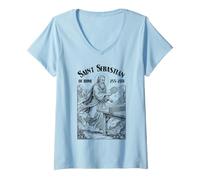 Women's Table Tennis Player Funny Patron Saint Sebastian Sport V-Neck T-Shirt