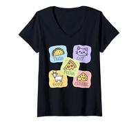 Women's Taco Cat Goat Cheese Pizza Fun V-Neck T-Shirt