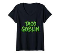 Womens Taco Goblin Traditional Mexican Cuisine Best Tacos Shell V-Neck T-Shirt