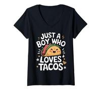 Women's Taco Just A Boy Who Loves Tacos V-Neck T-Shirt
