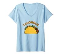 Womens TACOHOLIC Funny Taco Lover Cinco De Mayo Mexican Food Tacos V-Neck T-Shirt