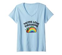 Womens Tacos Love Everyone Rainbow Pride Cute LGBTQ Foodie V-Neck T-Shirt