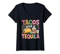Women's Tacos & Tequila Cinco De Mayo V-Neck T-Shirt