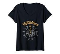 Womens Taekwondo 5 tenets and tiger- ITF/WT V-Neck T-Shirt