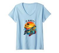 Women's Tahiti French Polynesia/Sea Turtle Tahiti V-Neck T-Shirt