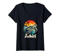 Women's Tahiti French Polynesia/Sea Turtle Tahiti V-Neck T-Shirt