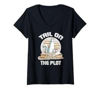 Womens Tail on page pause the plot V-Neck T-Shirt