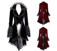Women's Tailcoat with Buttons, Steampunk Dresses, Women's Lace Vintage Lapel, Frock Skirt, Renaissance Party Dress, Gothic Clothing, Medieval Palace Dress, Halloween Dress, Carnival Party, S-5XL