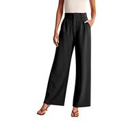 Women's Tailored High-Waist Wide-Leg Work Trousers with Belt Loops & Real Pockets, Elegant Commuter Pants for Office Meetings, Smart-Casual Fridays & Professional Events Black