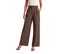 Women's Tailored High-Waist Wide-Leg Work Trousers with Belt Loops & Real Pockets, Elegant Commuter Pants for Office Meetings, Smart-Casual Fridays & Professional Events Brown