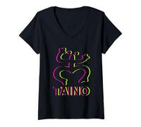 Womens Taino Coqui Boricua EDM Illusion V-Neck T-Shirt