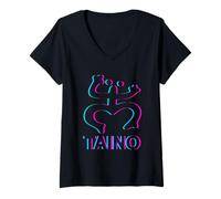 Womens Taino Coqui Boricua EDM Illusion Vibes V-Neck T-Shirt