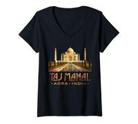 Womens Taj Mahal, Agra India V-Neck T-Shirt