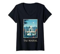 Women's Taj Mahal India Mughal Architecture Travel Art V-Neck T-Shirt