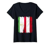 Womens Tajikistan Austria Half Flag Tajik Austrian Heritage V-Neck T-Shirt