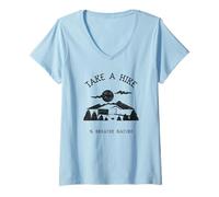 Womens Take A Hike & Breathe Nature (Hiker Statement) V-Neck T-Shirt