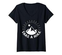 Womens Take a Hike Funny Nature Hiking Trail Adventure Gift V-Neck T-Shirt