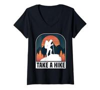 Womens Take a Hike Funny Nature Hiking Trail Adventure Gift V-Neck T-Shirt
