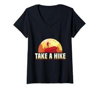 Womens Take a Hike Funny Nature Hiking Trail Adventure Gift V-Neck T-Shirt