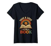 Womens Take A Look It's in A Book Magical Book Adventure Design V-Neck T-Shirt