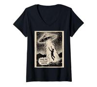 Women's Take Me Alien UFO Abduction Funny Design V-Neck T-Shirt