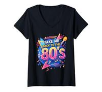Womens Take Me Back to the 80's Bold Old School Design V-Neck T-Shirt