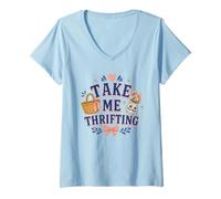 Women's Take Me Thrifting Vintage Style Secondhand Shopping V-Neck T-Shirt