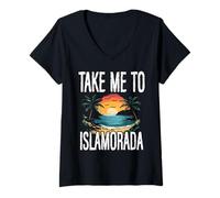 Womens Take Me to Islamorada Tropical Sunset Beach Escape V-Neck T-Shirt