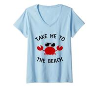 Womens Take me to the beach Summer Beach Crab Lovers Gift T-Shirt V-Neck T-Shirt