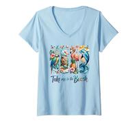 Women's Take Me to The Beach Tropical Animals V-Neck T-Shirt