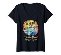 Womens Take Me to the Mediterranean Beach Lover Vacation Vibes V-Neck T-Shirt