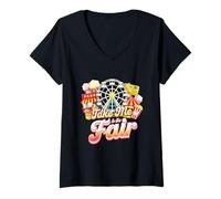 Womens Take Me to The-State and County Fairs Ferris Wheel Pop Corn V-Neck T-Shirt