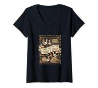 Women's Take Me to The Thrift Shop Retro Ducks Folk Art V-Neck T-Shirt