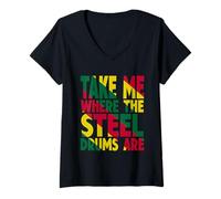Womens Take Me Where The Steel Drums Are - Caribbean Reggae Summer V-Neck T-Shirt