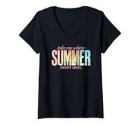 Womens Take Me Where the Sunshine Lives Retro Tropical Beach Shirt V-Neck T-Shirt