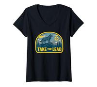 Women's Take The Lead Cub Scout Wolf Pack Akela Outdoor Badge V-Neck T-Shirt