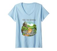 Womens Take The Narrow Trail - Matthew 7:14 Christian Faith Camping V-Neck T-Shirt