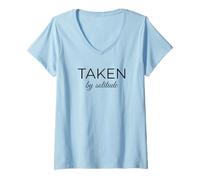 Women's Taken by Solitude Introvert Quote Peaceful Alone V-Neck T-Shirt