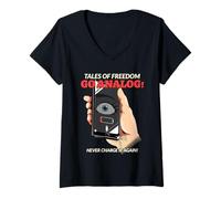 Womens Tales of Freedom - Go Analog (Graphic) V-Neck T-Shirt
